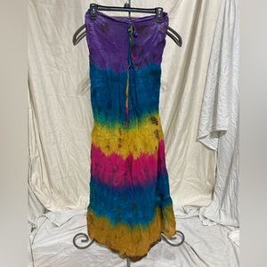 Strapless tye dye summer dress / festival dress size M